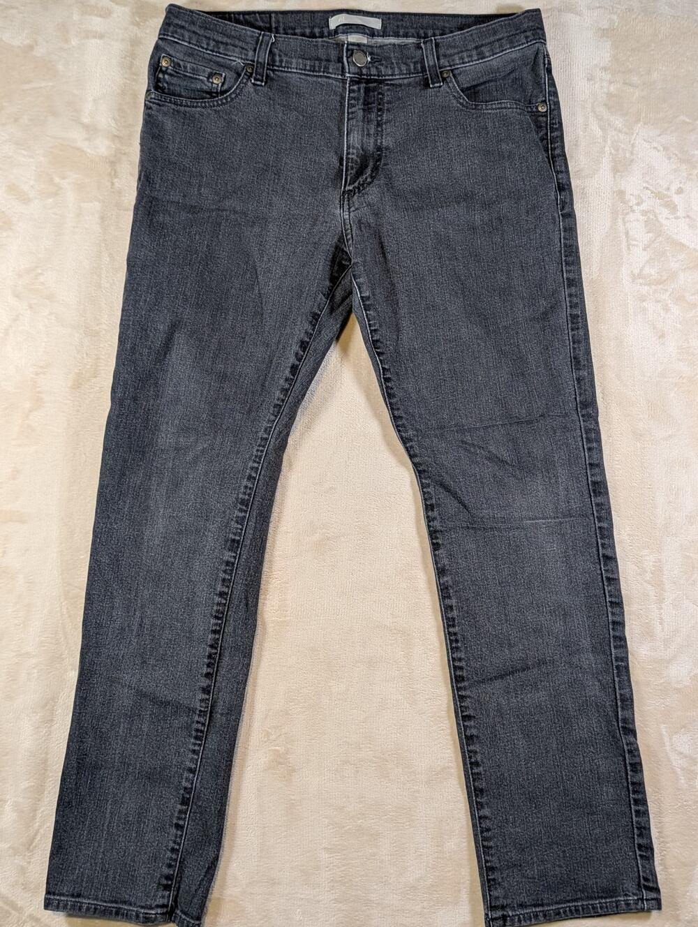 Ash & Erie Mens Slim Everyday Denim Jeans Washed Black Grey 33 x 29